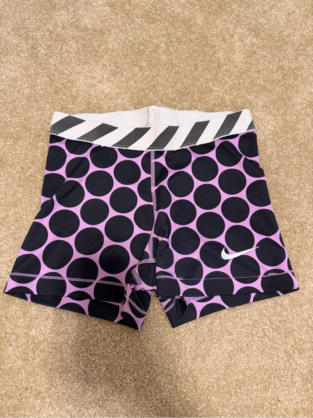 Nike Women’s Black & Purple Polka Dot Athletic Shorts